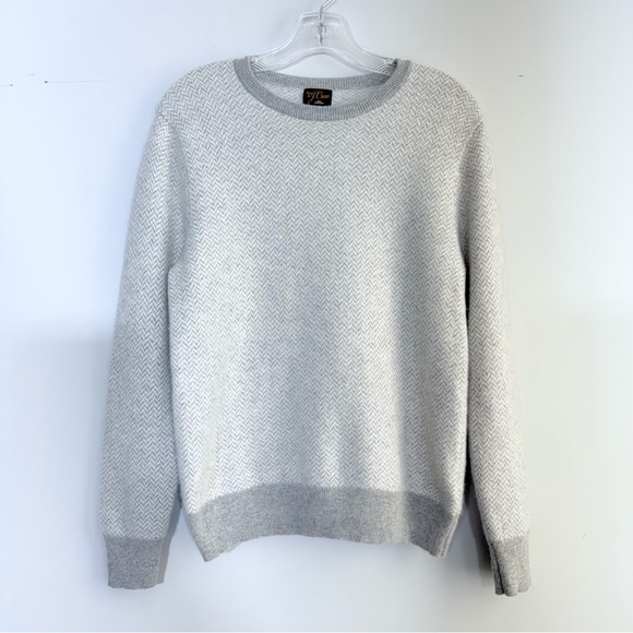 J Crew Cashmere Herringbone Jacquard Crewneck Sweater Men’s Size M Quiet Luxury - Picture 6 of 14